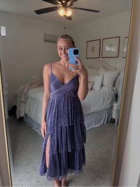 Trixxi Lavender Tiered Spaghetti Strap Maxi Dress